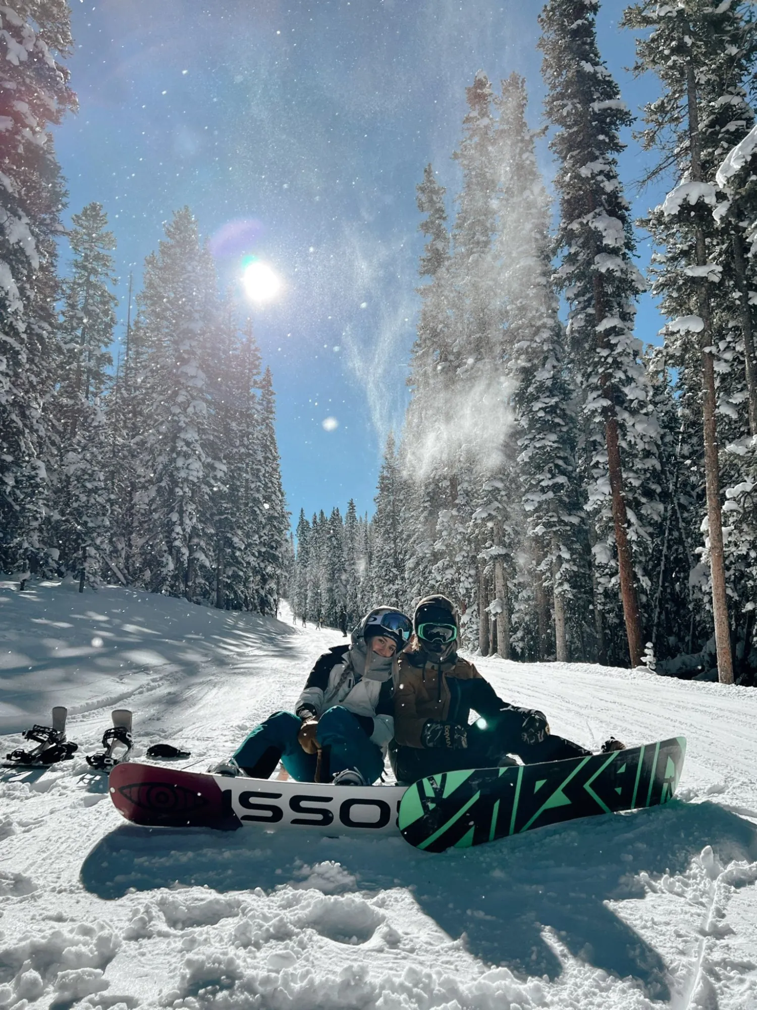 Snowboarders on Telluride run