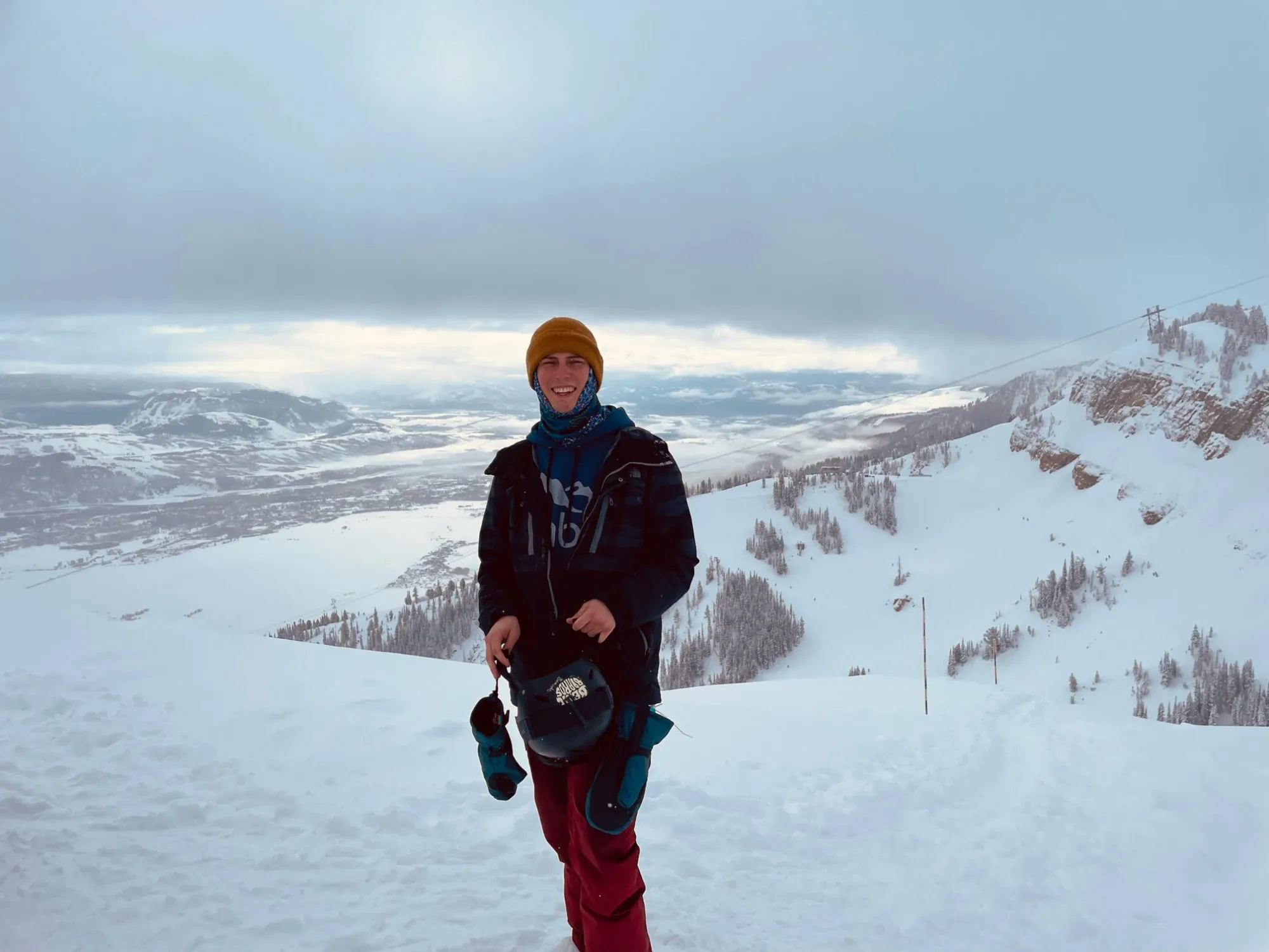 Shirtless on mountain